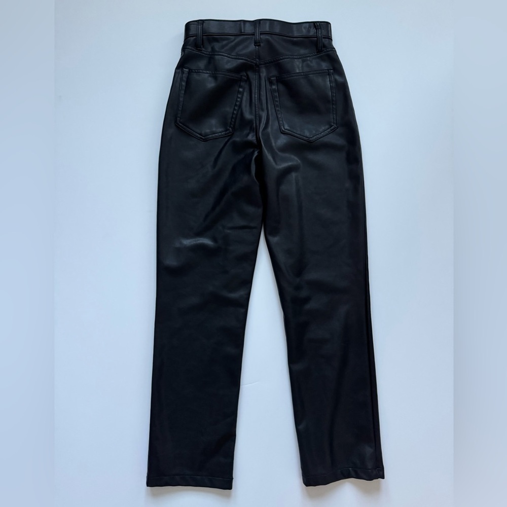 Abercrombie & Fitch The 90s Straight Ultra High Rise Black Faux Leather Pants - Picture 6 of 10